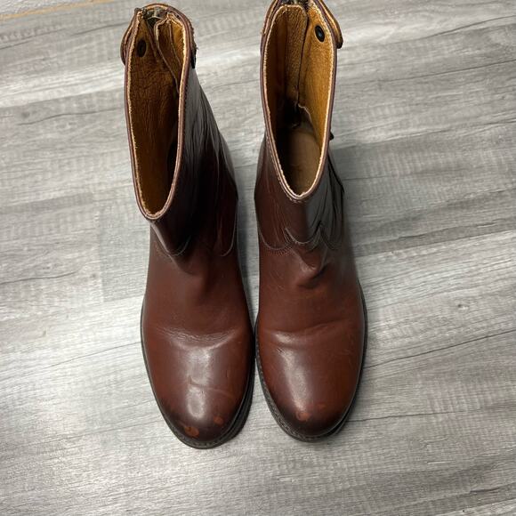 FRYE Womens Melissa Leather Button Zip Short Brown Boots Western Size 6 - Picture 3 of 7